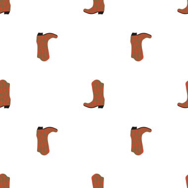Süssüz desenli kovboy çizmeleri. Vahşi batı teması. Beyaz arkaplanda elle çizilmiş moda vektör çizimi