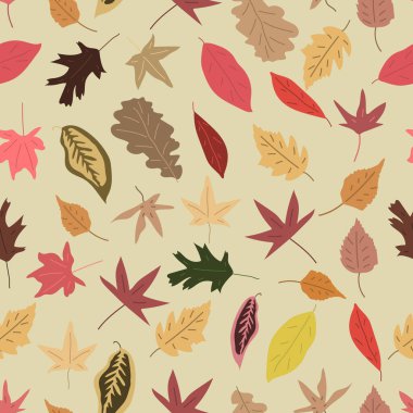 Basit, soyut el çizimi ve karalama yaprakları basılı, sonbahar botanik doğası çağdaş, modern modaya uygun, pürüzsüz bir model.