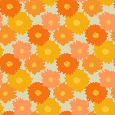 Basit, soyut el çizimi ve karalama çiçek baskısı. Retro Botanik Doğa çağdaş modern trend vektörleri pürüzsüz desen