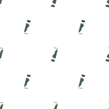 Colorful acrylic paint tube on white background. Paint for painting for artists. Seamless pattern.