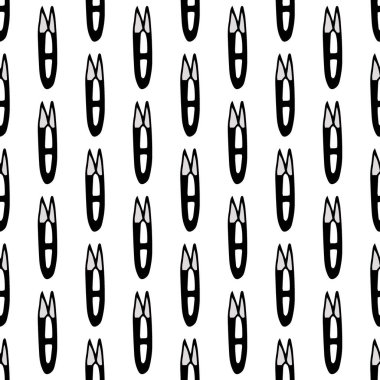 Scissor seamless pattern. Hand drawn professional pair of scissors cutting hair. Craft and scissoring. Vector print on white background