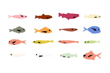 Cute black silhouette fish vector illustration icon. Tropical fish, sea fish, aquarium fish