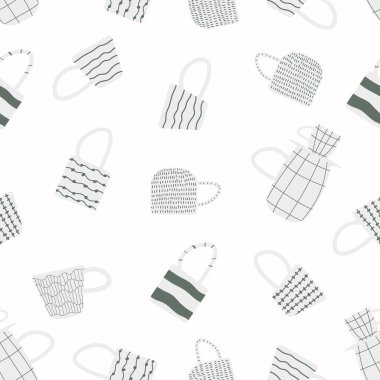 Ceramic mug for tea or coffee. Vector seamless pattern with cup. Great design for any purposes.