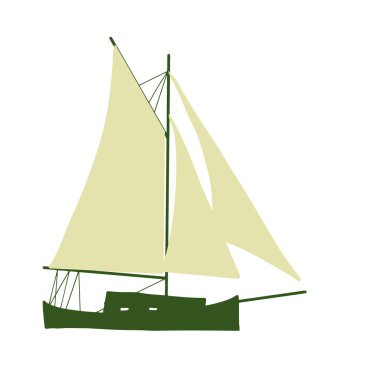 Balıkçı teknesi çizimi beyaza izole edilmiş. Renkli simge koleksiyonu. Şirin düz dizaynlı küçük gemiler. Çocuk oyuncağı gibi. Vektör illüstrasyonu.