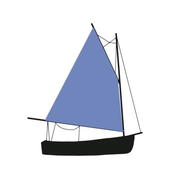 Balıkçı teknesi çizimi beyaza izole edilmiş. Renkli simge koleksiyonu. Şirin düz dizaynlı küçük gemiler. Çocuk oyuncağı gibi. Vektör illüstrasyonu.