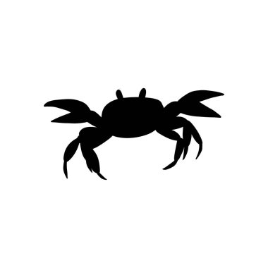 Black silhouette crab on a white background. Vector hand drawn kids illustration. Sea ocean. Underwater world