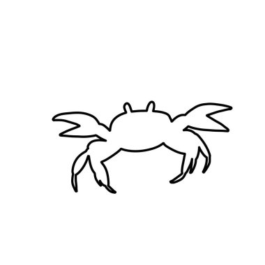Line silhouette crab in Scandinavian style on a white background. Vector hand drawn kids illustration. Sea ocean. Underwater world