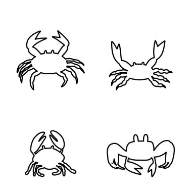 Line silhouette crab in Scandinavian style on a white background. Vector hand drawn kids illustration. Sea ocean. Underwater world