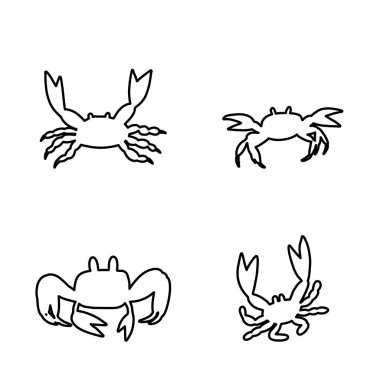 Line silhouette crab in Scandinavian style on a white background. Vector hand drawn kids illustration. Sea ocean. Underwater world