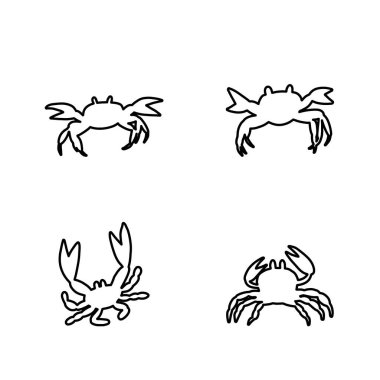 Line silhouette crab in Scandinavian style on a white background. Vector hand drawn kids illustration. Sea ocean. Underwater world