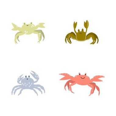 Cute crab in Scandinavian style on a white background. Vector hand drawn kids illustration. Sea ocean. Underwater world