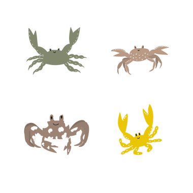 Cute crab in Scandinavian style on a white background. Vector hand drawn kids illustration. Sea ocean. Underwater world