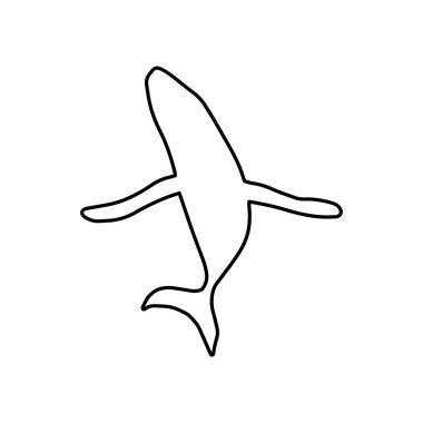 Whale, black line silhouette ocean animal. Sealife in Scandinavian style on a white background. Great for poster, card, apparel print. Vector illustration