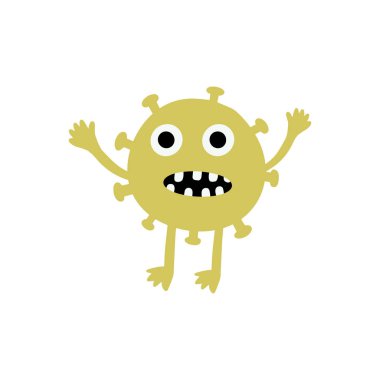 Cute Microorganism isolated on white background. Infectious germ, protist, microbe. Disease causing bacteria, viruses. Bright colored cartoon kids vector illustration.