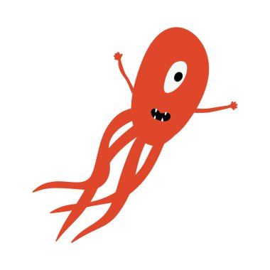 Cute Microorganism isolated on white background. Infectious germ, protist, microbe. Disease causing bacteria, viruses. Bright colored cartoon kids vector illustration.