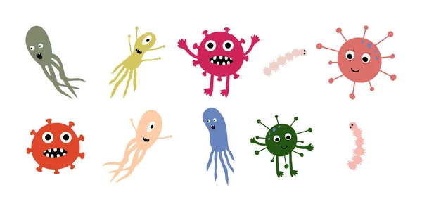 Schattig Micro Organisme Geïsoleerd Witte Achtergrond Infectieziektekiemen Protisten Microben Ziekte — Stockvector