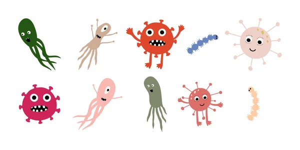 Cute Microorganism Isolated White Background Infectious Germ Protist Microbe Disease — 스톡 벡터