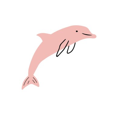 Denizci Yunus. Deniz altı hayvanı. Vektör illüstrasyonu