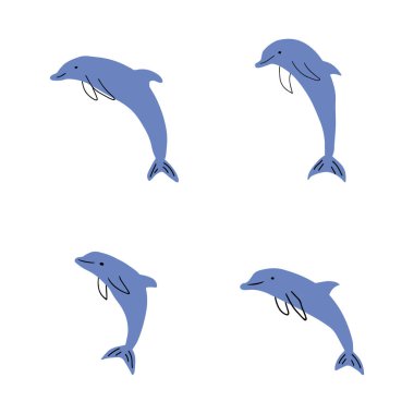 Denizci Yunus. Deniz altı hayvanı. Vektör illüstrasyonu