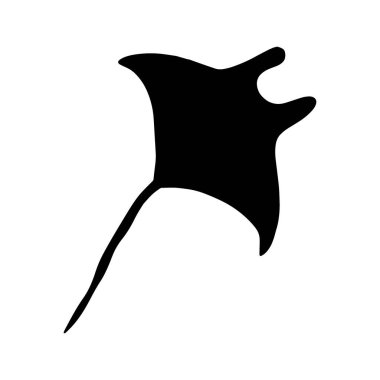 Stingray Balığı Karakteri derin arka planda Karadeniz Hayvanı. Vahşi yaşam çizimi. Vektör illüstrasyonu.