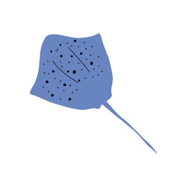 Stingray Balığı Karakteri derin arka planda Karadeniz Hayvanı. Vahşi yaşam çizimi. Vektör illüstrasyonu.