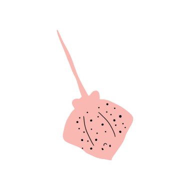 Stingray Balığı Karakteri derin arka planda Karadeniz Hayvanı. Vahşi yaşam çizimi. Vektör illüstrasyonu.