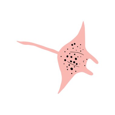 Stingray Balığı Karakteri derin arka planda Karadeniz Hayvanı. Vahşi yaşam çizimi. Vektör illüstrasyonu.