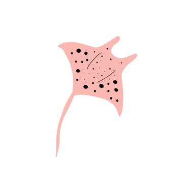 Stingray Balığı Karakteri derin arka planda Karadeniz Hayvanı. Vahşi yaşam çizimi. Vektör illüstrasyonu.