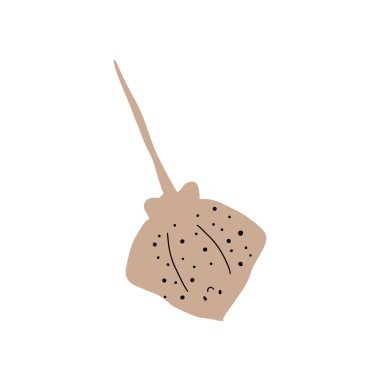 Stingray Balığı Karakteri derin arka planda Karadeniz Hayvanı. Vahşi yaşam çizimi. Vektör illüstrasyonu.