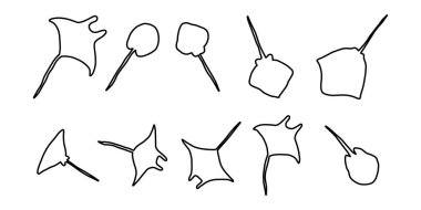 Stingray Balığı Karakteri derin arka planda Karadeniz Hayvanı. Vahşi yaşam çizimi. Vektör illüstrasyonu.