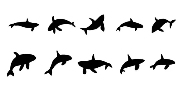 Ballenas Orca Ballenas Asesinas Animales Marinos Animal Marino Estilo Escandinavo — Vector de stock