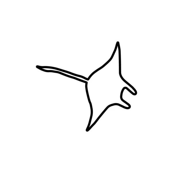 Stingray Peixe Caráter Animal Mar Preto Fundo Profundo Ilustração Vida — Vetor de Stock