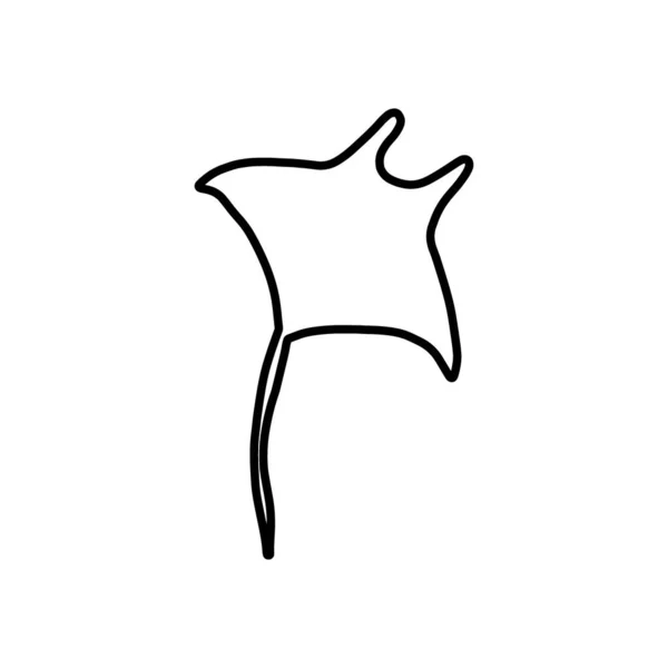 Stingray Peixe Caráter Animal Mar Preto Fundo Profundo Ilustração Vida — Vetor de Stock