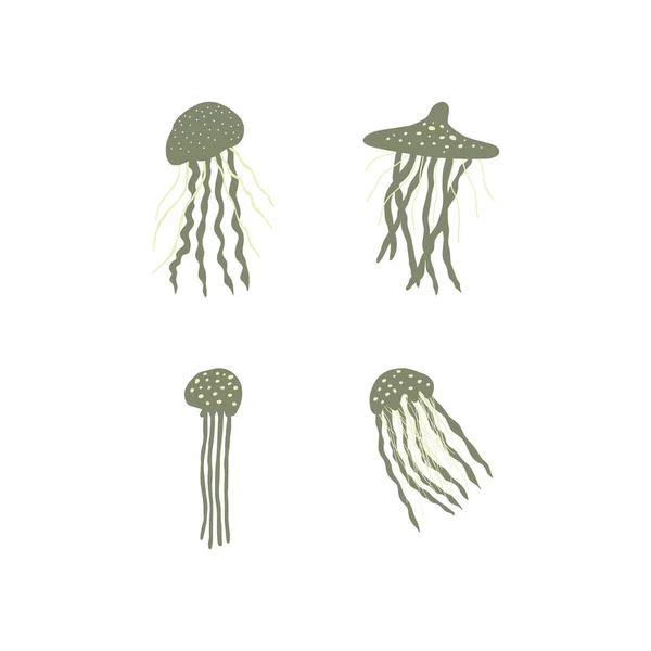 水母是深海背景的海生动物 野生动物的例证 矢量说明 — 图库矢量图片