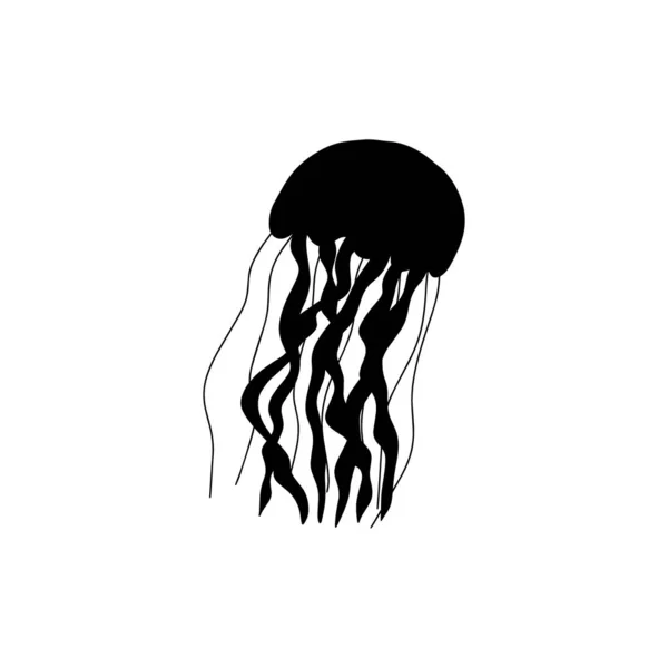 Medusa Caráter Animal Marinho Fundo Profundo Ilustração Vida Selvagem Ilustração — Vetor de Stock