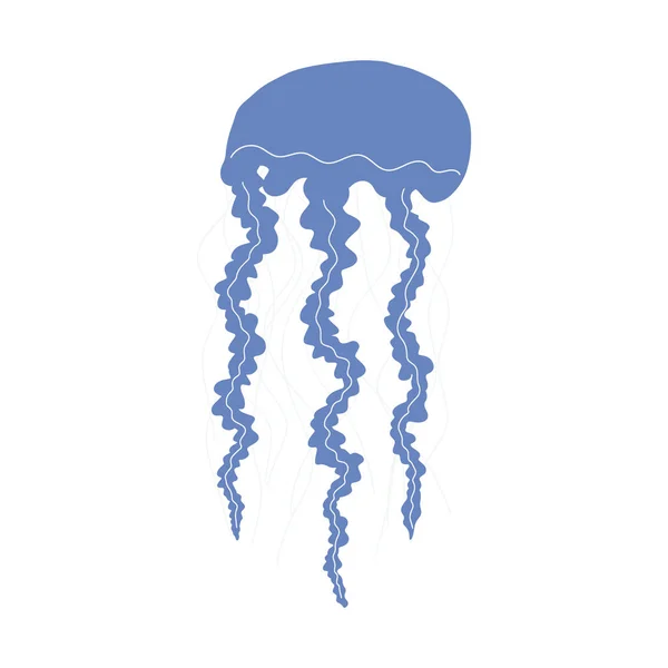 Medusa Caráter Animal Marinho Fundo Profundo Ilustração Vida Selvagem Ilustração — Vetor de Stock