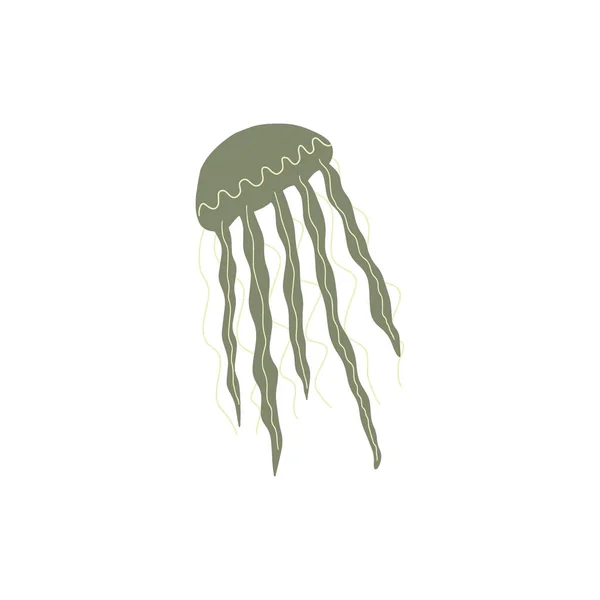 Medusa Caráter Animal Marinho Fundo Profundo Ilustração Vida Selvagem Ilustração —  Vetores de Stock