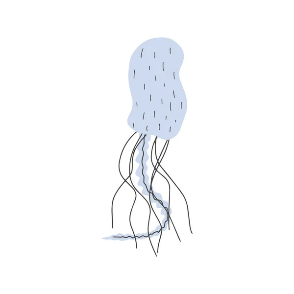 Medúza Karakter Tengeri Állat Mély Háttérben Vadon Élő Állatok Illusztrációja — Stock Vector