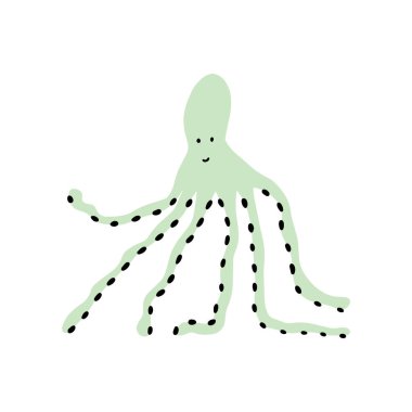 Ahtapot Karakteri derin arka planda deniz hayvanı. Vahşi yaşam çizimi. İç çamaşırı dünyası. Vektör illüstrasyonu.