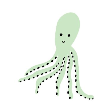 Ahtapot Karakteri derin arka planda deniz hayvanı. Vahşi yaşam çizimi. İç çamaşırı dünyası. Vektör illüstrasyonu.