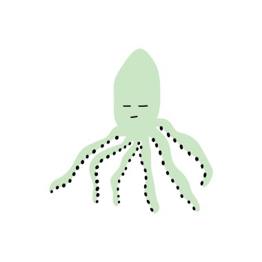 Ahtapot Karakteri derin arka planda deniz hayvanı. Vahşi yaşam çizimi. İç çamaşırı dünyası. Vektör illüstrasyonu.