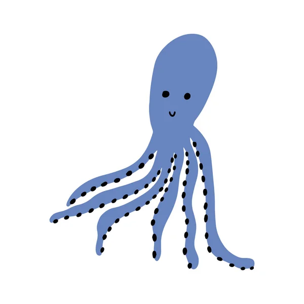 Octopus Karakter Zeedier Diepe Achtergrond Een Illustratie Van Wilde Dieren — Stockvector