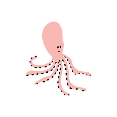 Ahtapot Karakteri derin arka planda deniz hayvanı. Vahşi yaşam çizimi. İç çamaşırı dünyası. Vektör illüstrasyonu.