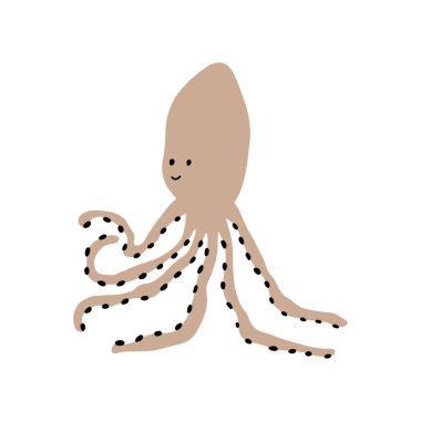 Ahtapot Karakteri derin arka planda deniz hayvanı. Vahşi yaşam çizimi. İç çamaşırı dünyası. Vektör illüstrasyonu.