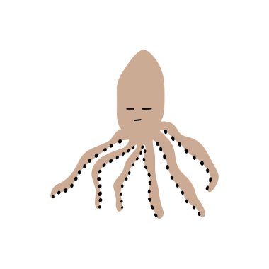 Ahtapot Karakteri derin arka planda deniz hayvanı. Vahşi yaşam çizimi. İç çamaşırı dünyası. Vektör illüstrasyonu.