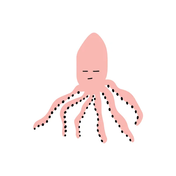 Octopus Karakter Hewan Laut Latar Belakang Yang Mendalam Ilustrasi Kehidupan - Stok Vektor