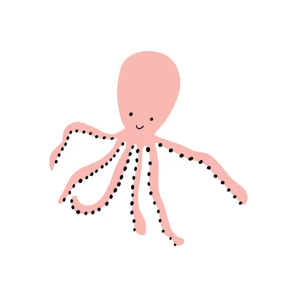 Octopus Caráter Animal Marinho Fundo Profundo Ilustração Vida Selvagem Mundo — Vetor de Stock