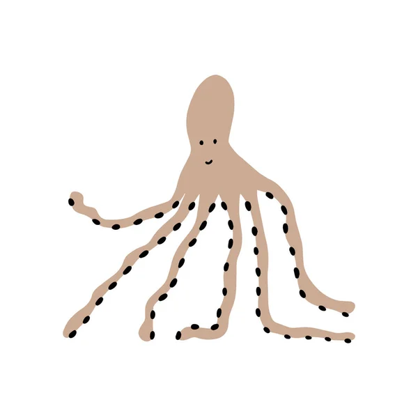 Octopus Karakter Zeedier Diepe Achtergrond Een Illustratie Van Wilde Dieren — Stockvector