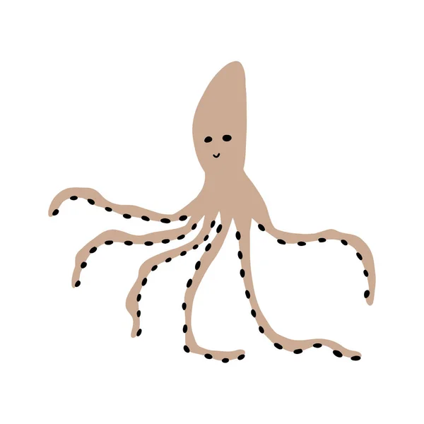 Octopus Caráter Animal Marinho Fundo Profundo Ilustração Vida Selvagem Mundo — Vetor de Stock