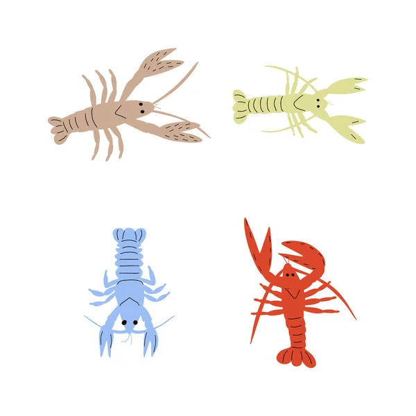 stock vector Crayfish Character sea animal on deep background. Wild life illustration. Underwear world. Vector illustration.